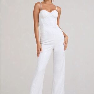 Dandelion White Strappy Corset Sequin Jumpsuit Club L London